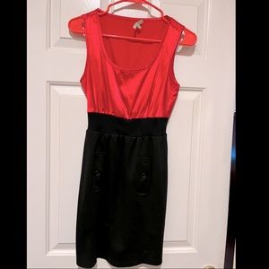 Pink satin on top and black bottom dress, fits beautifully